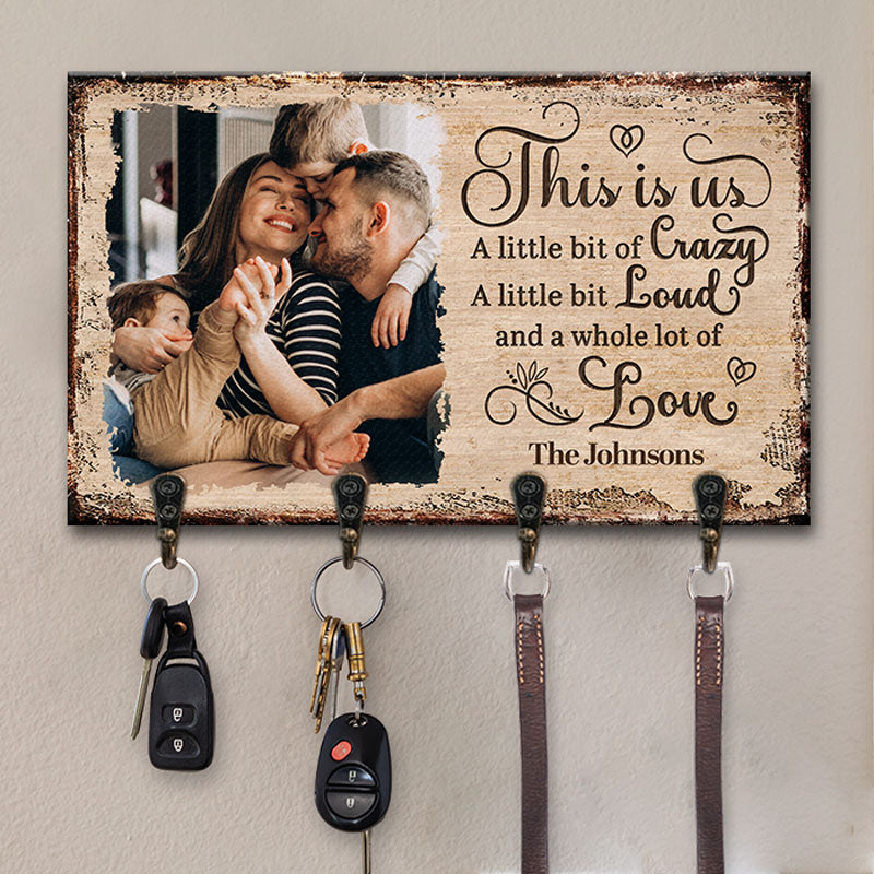 Custom Photo Home Sweet Home - Family Personalized Custom Home Decor Rectangle Shaped Key Hanger, Key Holder - House Warming Gift For Family Members