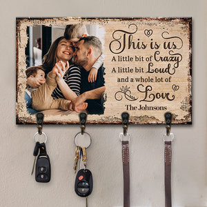 Custom Photo Home Sweet Home - Family Personalized Custom Home Decor Rectangle Shaped Key Hanger, Key Holder - House Warming Gift For Family Members