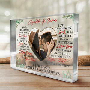 Photo personnalisée « Le jour où je t'ai rencontré » - Plaque rectangulaire en acrylique personnalisée pour couple - Cadeau pour mari et femme, anniversaire