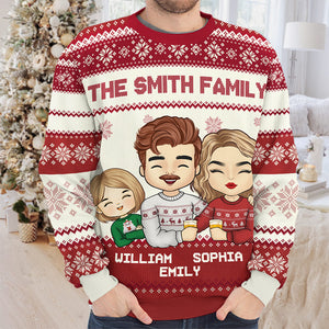 Meilleure famille au monde - Sweat-shirt personnalisé pour toute la famille - Pull unisexe en laine - Cadeau de Noël pour les membres de la famille