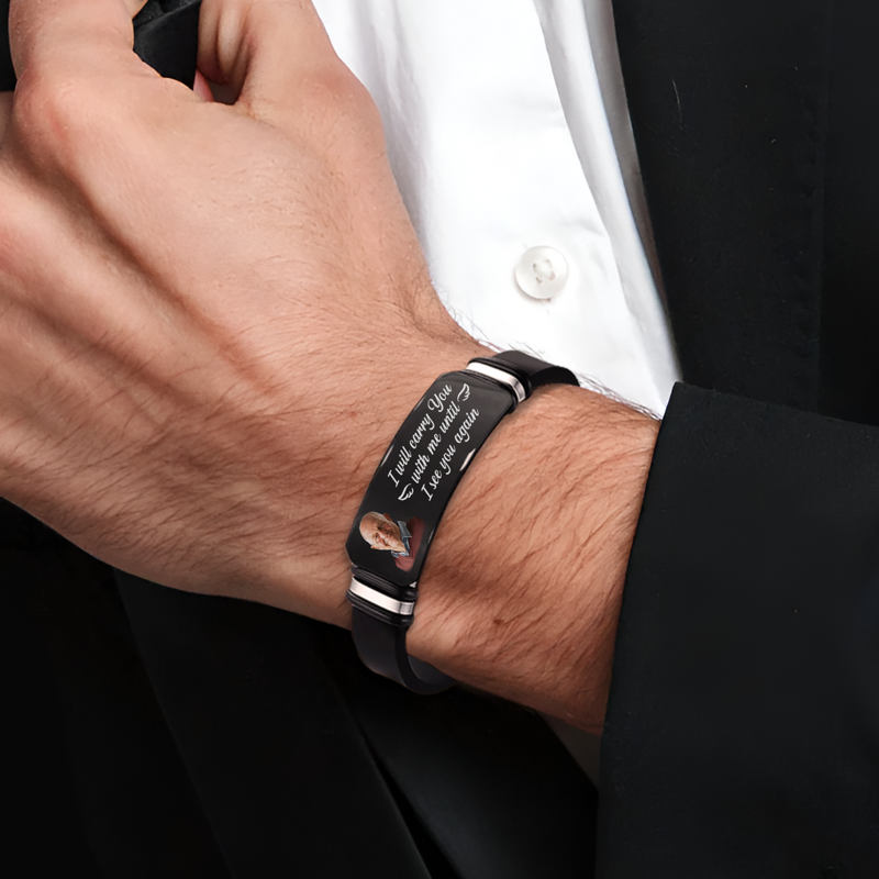 Photo personnalisée toujours avec vous - Bracelet personnalisé commémoratif personnalisé - Cadeau de condoléances pour les membres de la famille