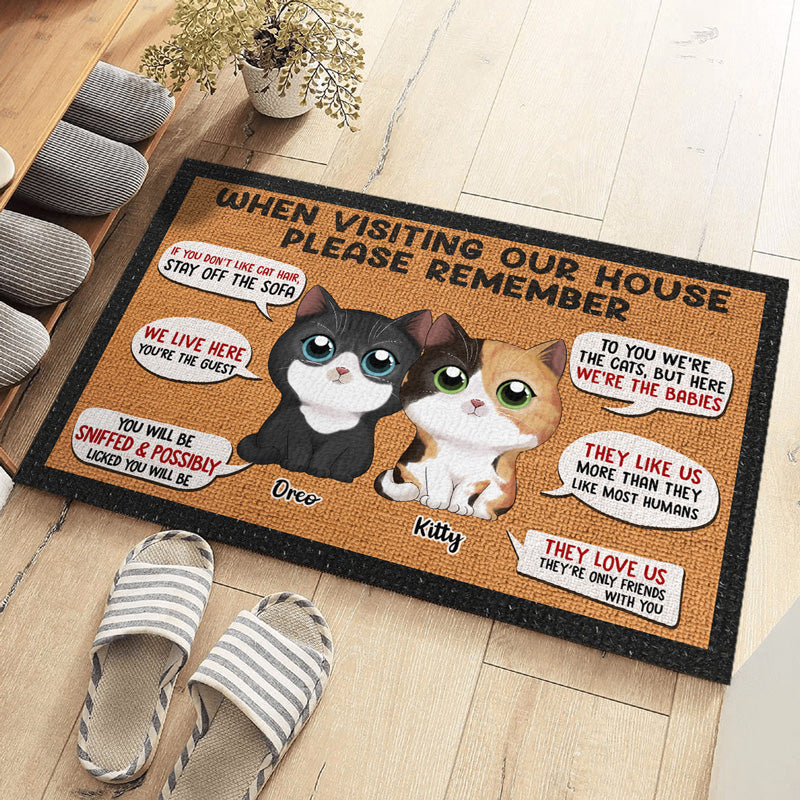 Souvenez-vous de votre visite chez nous ! Tapis décoratif personnalisé pour chat ! Cadeau pour les propriétaires et les amoureux des animaux.