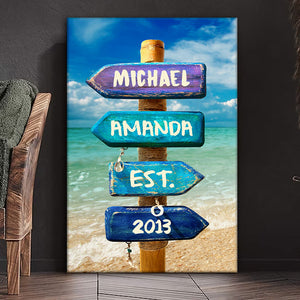 Love You To The Beach And Back - Couple Personalized Custom Vertical Canvas - Gift For Husband Wife, Anniversary
