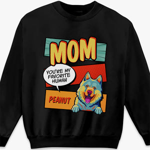 T-shirt, sweat à capuche et sweat-shirt unisexe personnalisé « Maman, papa, mon humain préféré » Pop Art - Cadeau pour les propriétaires et les amoureux des animaux