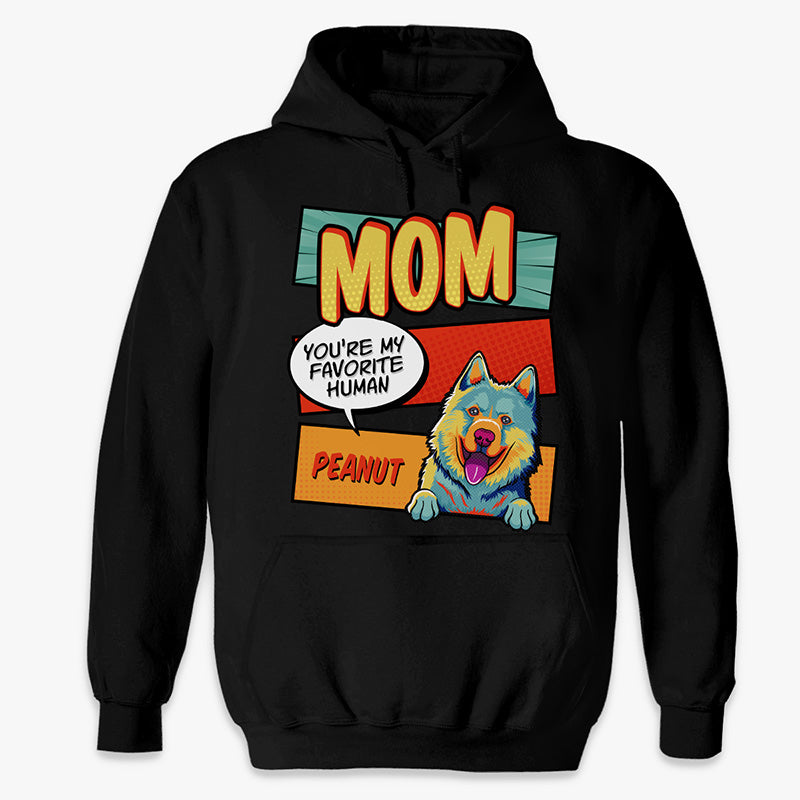 T-shirt, sweat à capuche et sweat-shirt unisexe personnalisé « Maman, papa, mon humain préféré » Pop Art - Cadeau pour les propriétaires et les amoureux des animaux