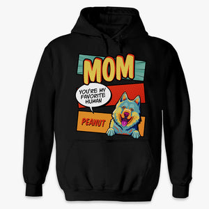 T-shirt, sweat à capuche et sweat-shirt unisexe personnalisé « Maman, papa, mon humain préféré » Pop Art - Cadeau pour les propriétaires et les amoureux des animaux