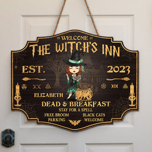 The Witch's Inn - Personalized Custom Shaped Home Decor Witch Wood Sign - Halloween Gift For Witches, Yourself