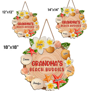 Grandma's Beach Buddies - Family Personalized Custom Shaped Home Decor Wood Sign - Summer Vacation, House Warming Gift For Grandma