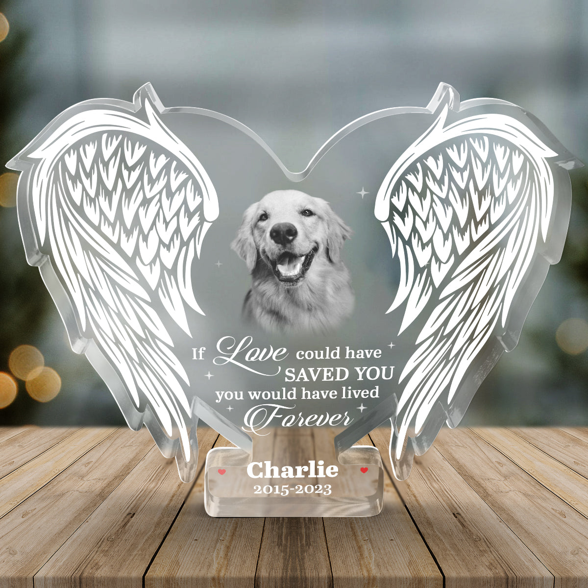 Photo personnalisée « Si l'amour avait pu te sauver, tu aurais vécu éternellement » - Plaque commémorative personnalisée en acrylique - Cadeau de Noël, cadeau de condoléances pour les propriétaires d'animaux et les amoureux des animaux