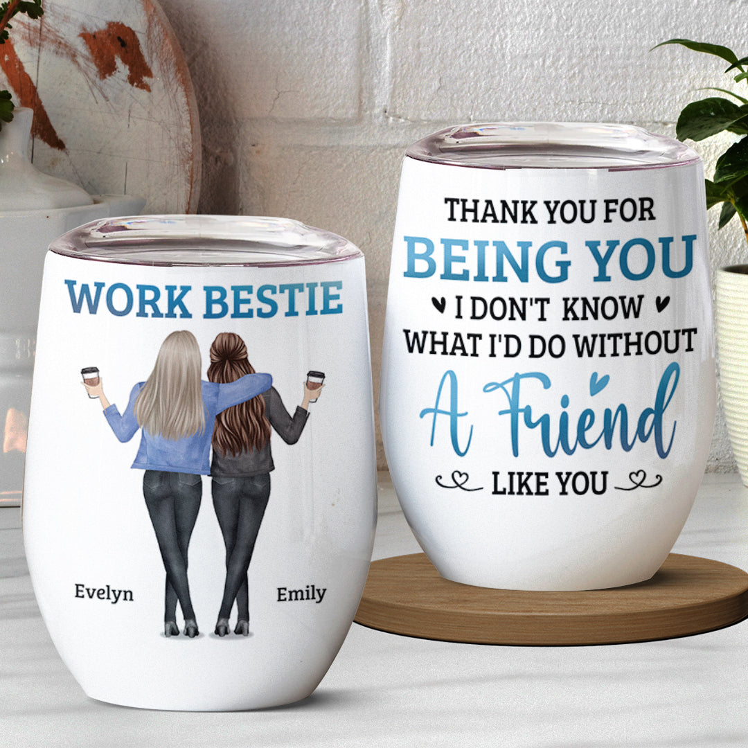 Merci d'être mes amis - Verre à vin personnalisé pour collègue - Cadeau pour collègues, amis de travail, collègues 
