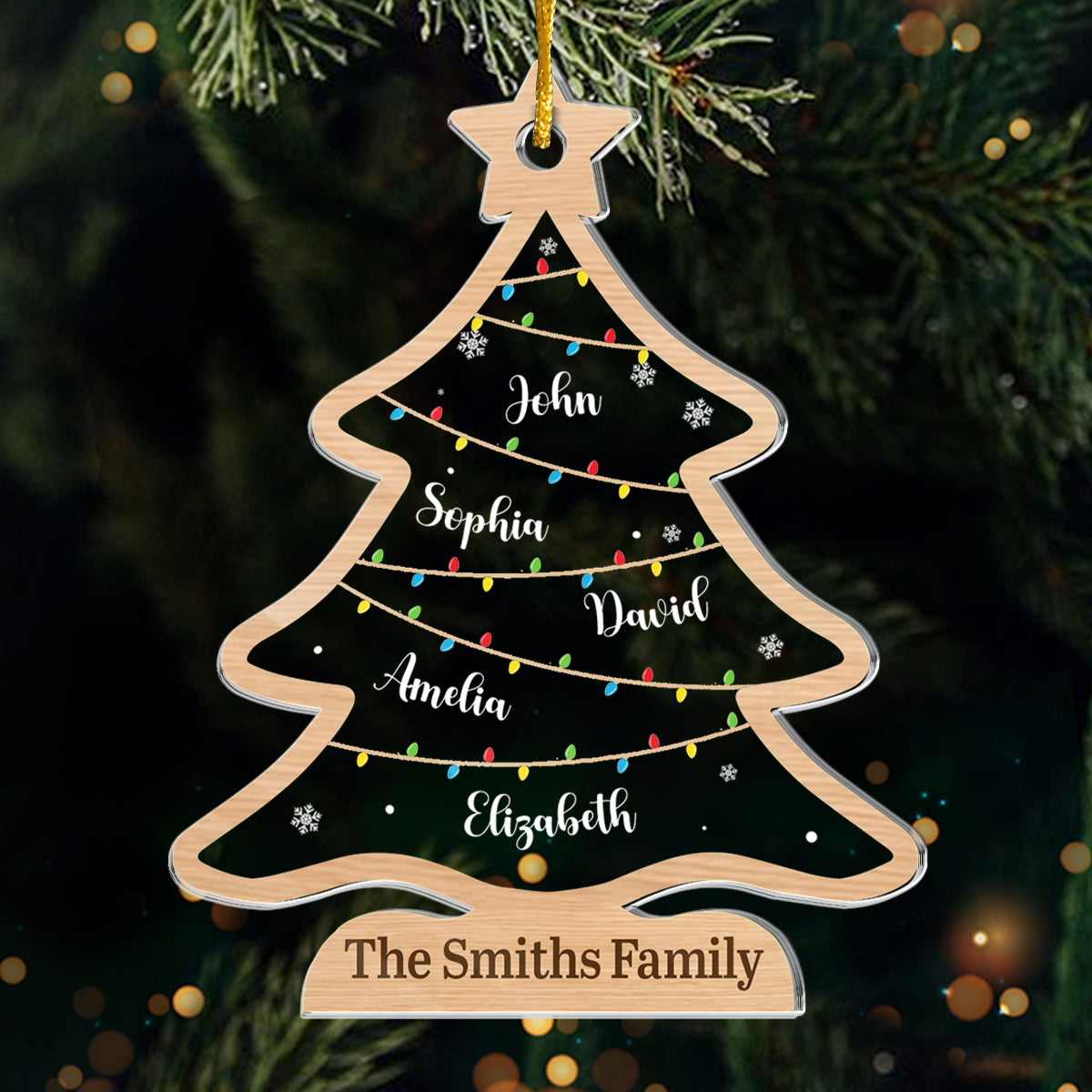 Happy Family Happy Life - Family Personalized Custom Ornament - Acrylic Custom Shaped - Christmas Gift For Family Members