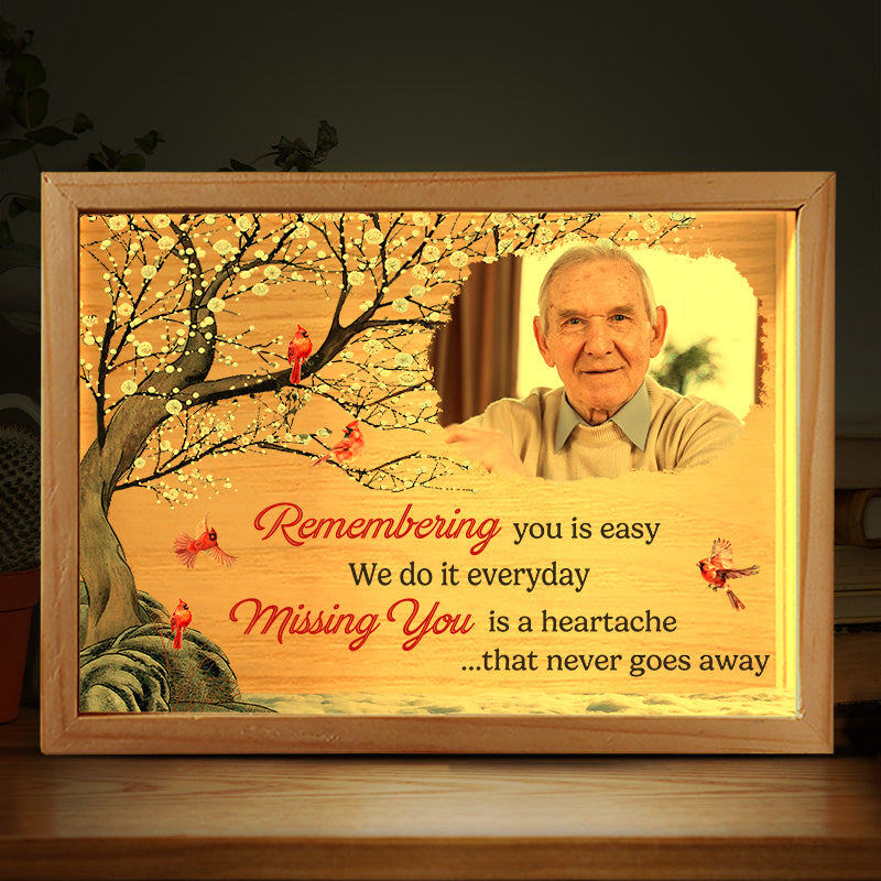 Photo personnalisée en souvenir de votre absence - Cadre lumineux personnalisé commémoratif - Cadeau de condoléances pour les membres de la famille