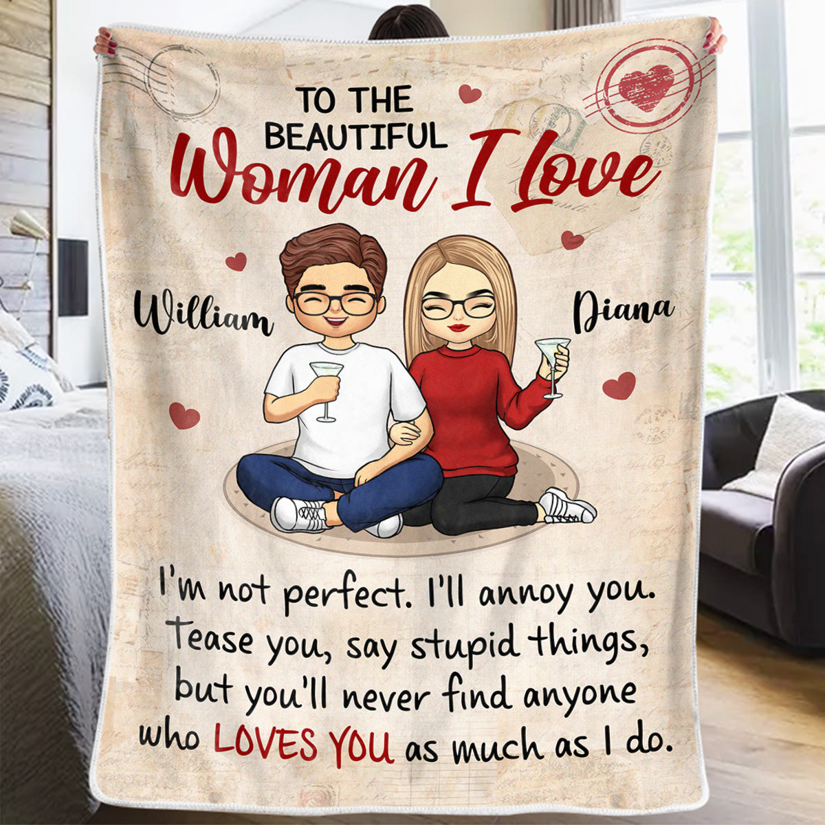 Mais tu ne trouveras jamais quelqu'un qui t'aime autant que moi - Couverture personnalisée pour couple - Cadeau pour mari et femme, anniversaire