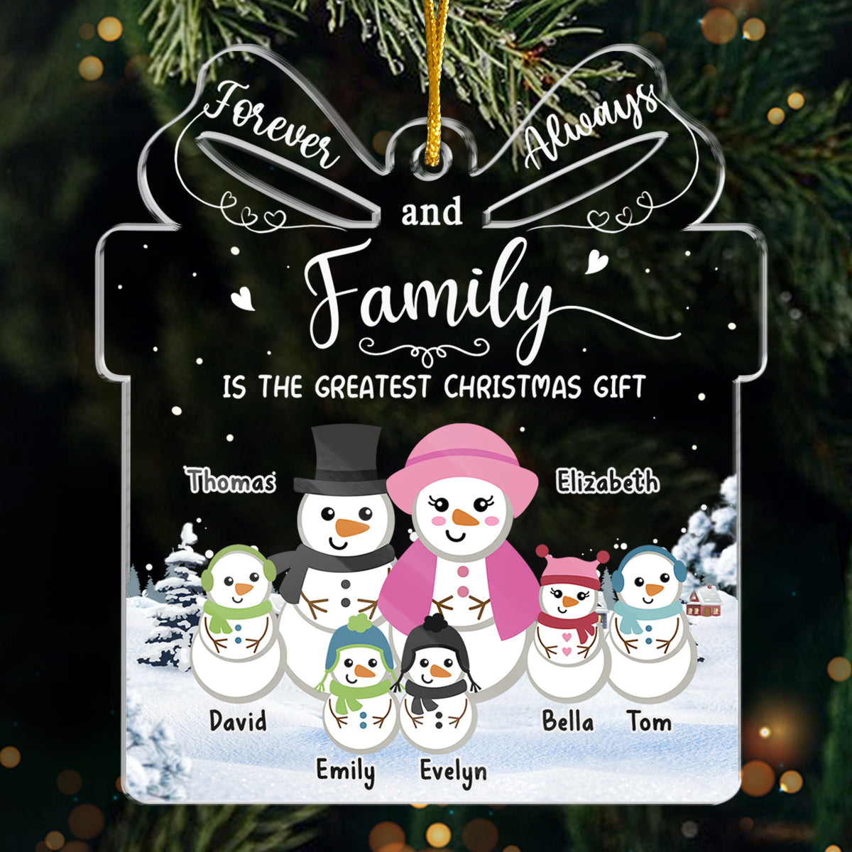 La famille est le plus beau cadeau de Noël ! Décoration personnalisée pour la famille ! Acrylique en forme personnalisée ! Cadeau de Noël pour les membres de la famille