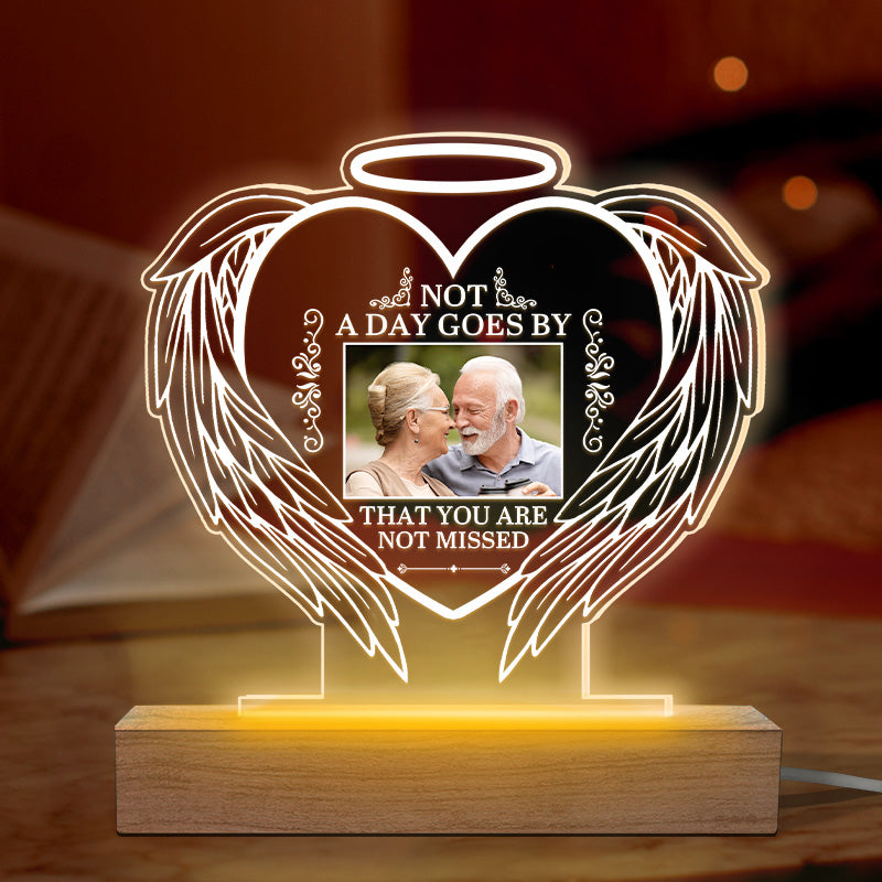 Photo personnalisée Bien que vous ne puissiez pas nous voir, nous sommes toujours avec vous - Lumière LED 3D personnalisée en forme de cœur - Cadeau de condoléances pour les membres de la famille