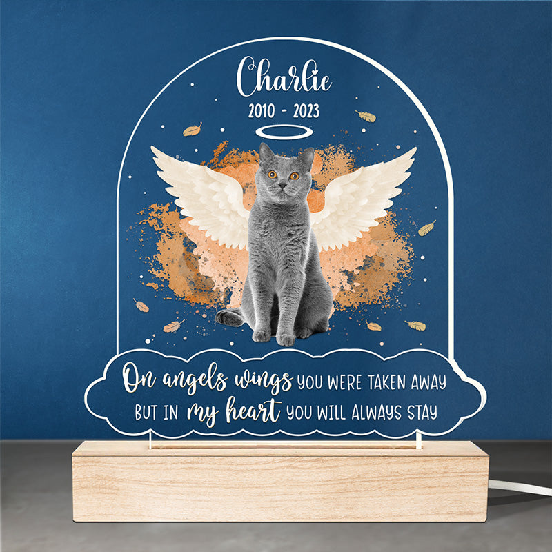 Photo personnalisée « Dans mon cœur, tu resteras toujours » – Lumière LED 3D personnalisée en forme de mémorial – Cadeau de condoléances pour les propriétaires d'animaux et les amoureux des animaux