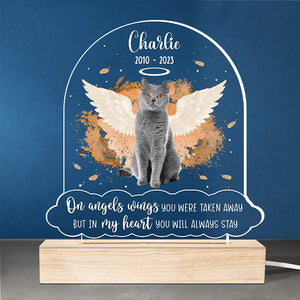 Photo personnalisée « Dans mon cœur, tu resteras toujours » – Lumière LED 3D personnalisée en forme de mémorial – Cadeau de condoléances pour les propriétaires d'animaux et les amoureux des animaux