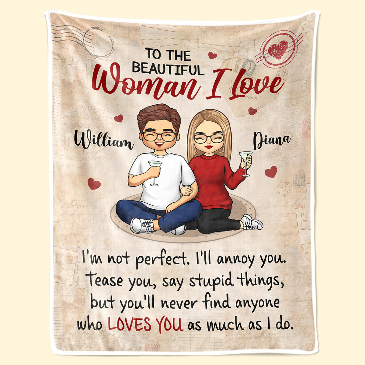 Mais tu ne trouveras jamais quelqu'un qui t'aime autant que moi - Couverture personnalisée pour couple - Cadeau pour mari et femme, anniversaire