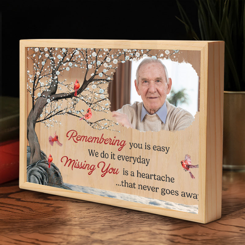 Photo personnalisée en souvenir de votre absence - Cadre lumineux personnalisé commémoratif - Cadeau de condoléances pour les membres de la famille