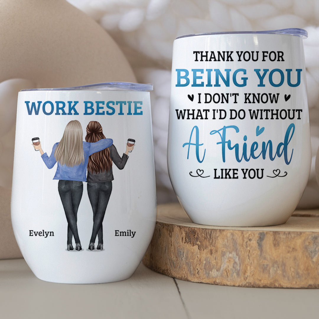 Merci d'être mes amis - Verre à vin personnalisé pour collègue - Cadeau pour collègues, amis de travail, collègues 