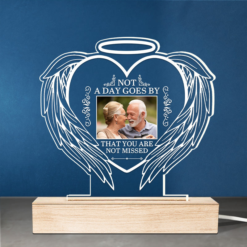 Photo personnalisée Bien que vous ne puissiez pas nous voir, nous sommes toujours avec vous - Lumière LED 3D personnalisée en forme de cœur - Cadeau de condoléances pour les membres de la famille