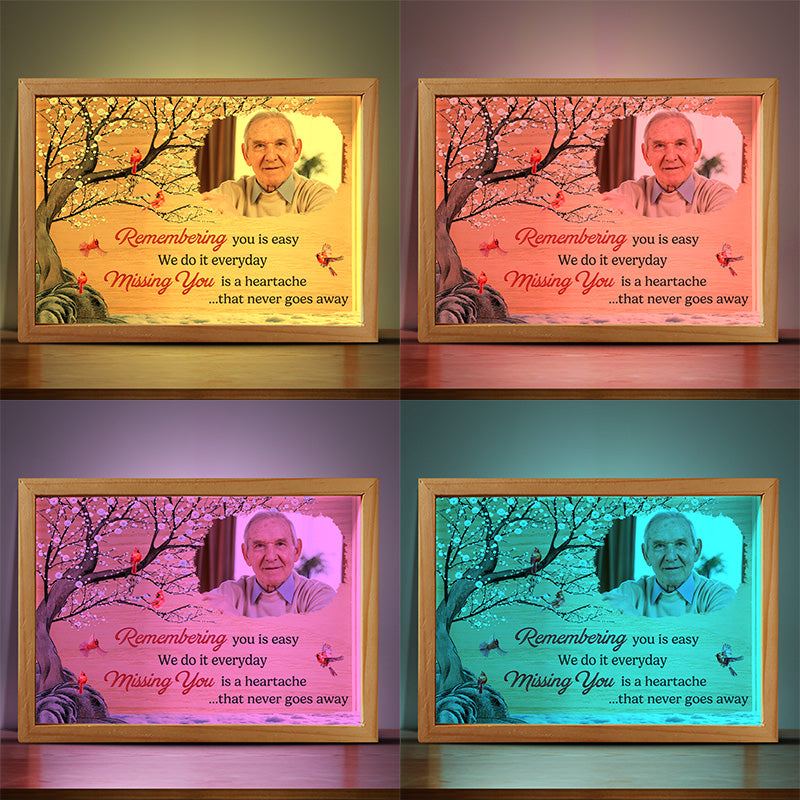 Photo personnalisée en souvenir de votre absence - Cadre lumineux personnalisé commémoratif - Cadeau de condoléances pour les membres de la famille
