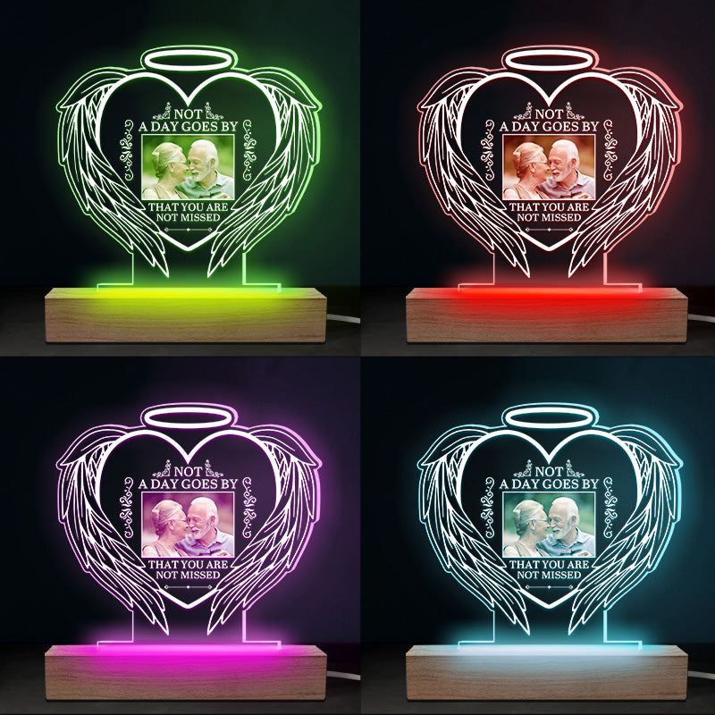 Photo personnalisée Bien que vous ne puissiez pas nous voir, nous sommes toujours avec vous - Lumière LED 3D personnalisée en forme de cœur - Cadeau de condoléances pour les membres de la famille