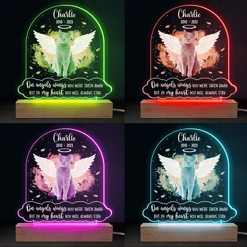 Photo personnalisée « Dans mon cœur, tu resteras toujours » – Lumière LED 3D personnalisée en forme de mémorial – Cadeau de condoléances pour les propriétaires d'animaux et les amoureux des animaux