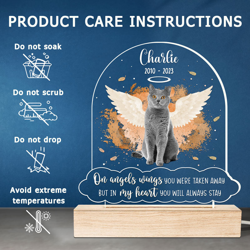 Photo personnalisée « Dans mon cœur, tu resteras toujours » – Lumière LED 3D personnalisée en forme de mémorial – Cadeau de condoléances pour les propriétaires d'animaux et les amoureux des animaux