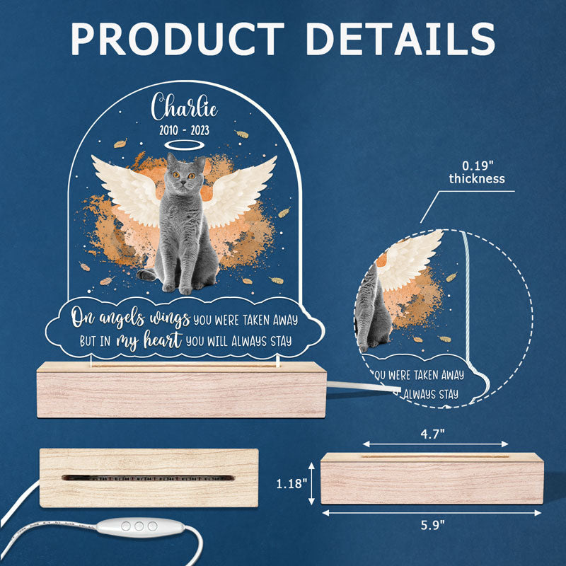 Photo personnalisée « Dans mon cœur, tu resteras toujours » – Lumière LED 3D personnalisée en forme de mémorial – Cadeau de condoléances pour les propriétaires d'animaux et les amoureux des animaux
