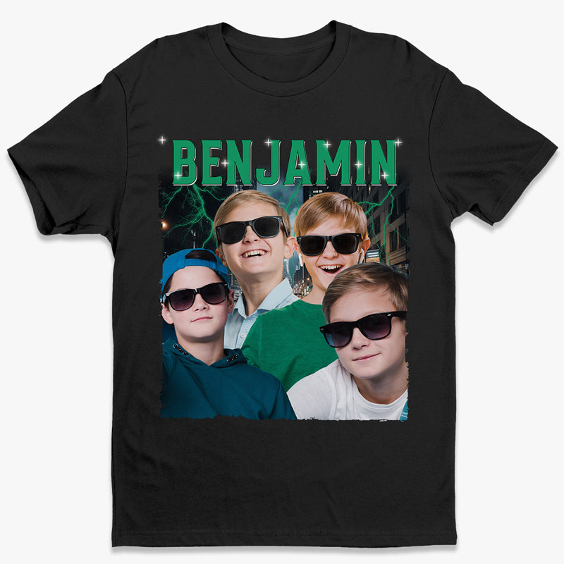 T-shirt, sweat à capuche et sweat-shirt unisexe personnalisé avec photo pour enfants Galaxy - Cadeau pour la famille