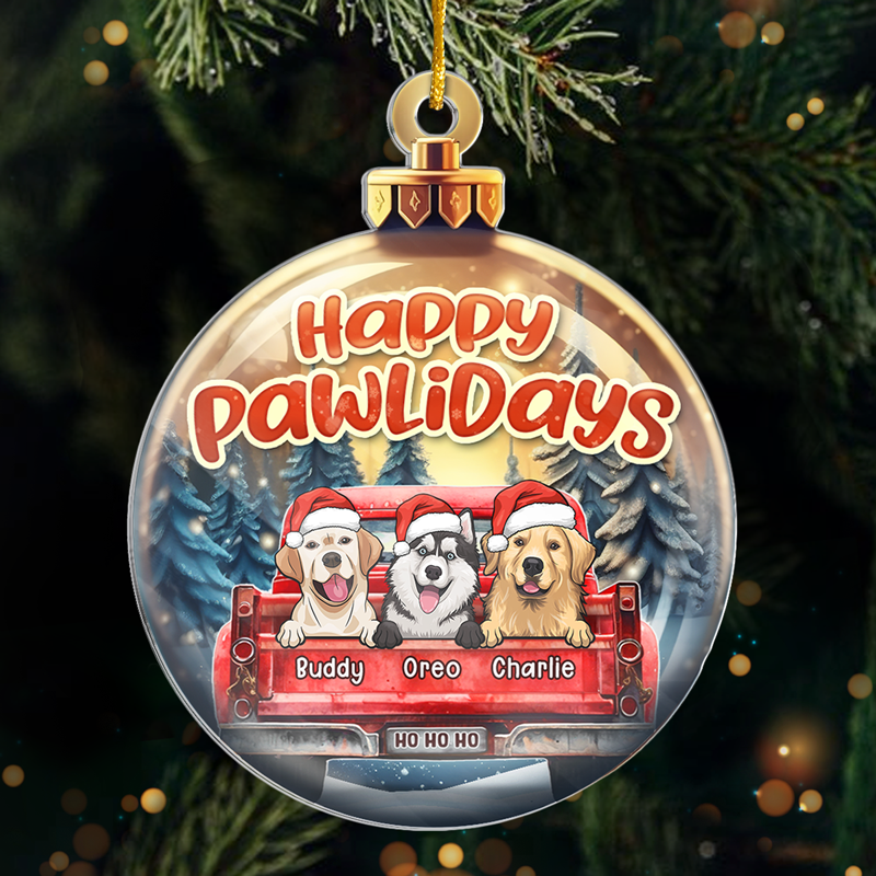 Joyeux Pawlidays Ho Ho Ho - Décoration personnalisée pour chien et chat - Forme personnalisée en acrylique - Cadeau de Noël pour propriétaires et amoureux des animaux