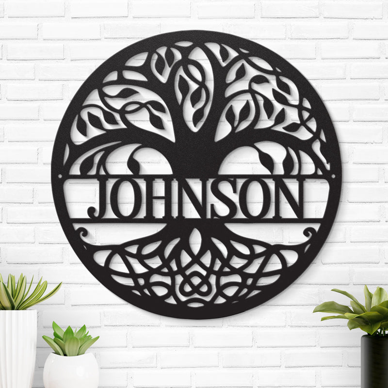 L'arbre généalogique - Décoration murale en métal personnalisée pour la famille - Cadeau pour les membres de la famille