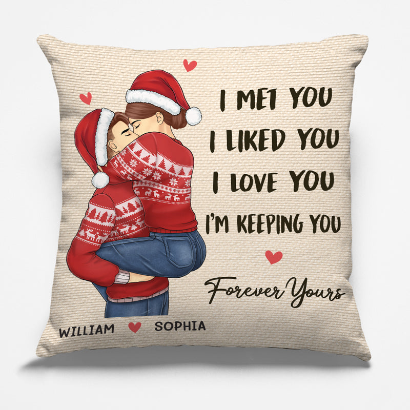 Je t'ai rencontré, je t'ai aimé pour toujours - Oreiller personnalisé pour couple - Cadeau de Noël pour mari et femme, anniversaire