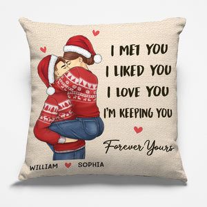 Je t'ai rencontré, je t'ai aimé pour toujours - Oreiller personnalisé pour couple - Cadeau de Noël pour mari et femme, anniversaire