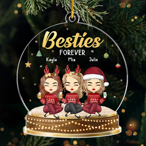 L'amitié, c'est un esprit dans deux corps - Décoration personnalisée pour meilleure amie - Boule à neige en acrylique - Cadeau de Noël pour meilleures amies, meilleures amies, sœurs
