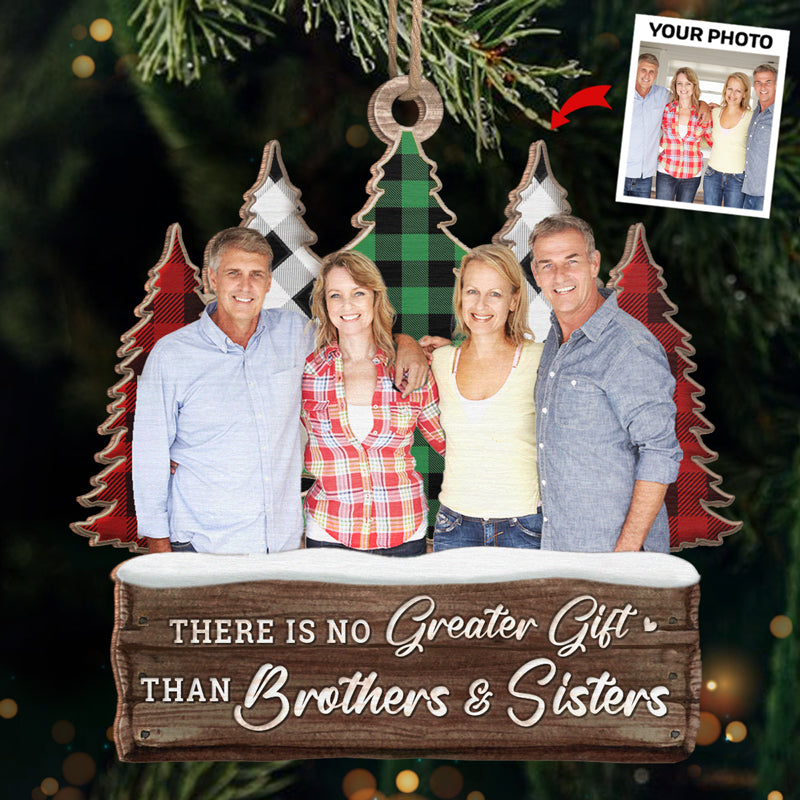 Siblings Custom Photo Warm Winter Wishes - Family Personalized Custom Ornament - Wood Custom Shaped - Christmas Gift For Siblings, Brothers, Sisters, Cousins, Friends