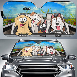 Sortie en famille - Pare-soleil personnalisé pour pare-brise de voiture, protection de vitre de voiture - Cadeau pour propriétaires et amoureux des animaux