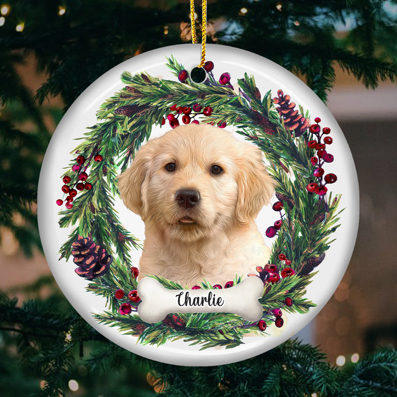 Décoration de Noël personnalisée pour bébé en fourrure avec photo - Décoration ronde en céramique pour chien et chat - Cadeau de Noël pour les propriétaires et les amoureux des animaux