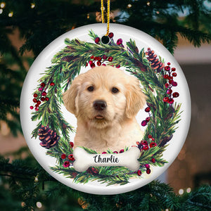 Décoration de Noël personnalisée pour bébé en fourrure avec photo - Décoration ronde en céramique pour chien et chat - Cadeau de Noël pour les propriétaires et les amoureux des animaux