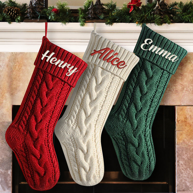Le monde entier est heureux quand le Père Noël arrive - Chaussette de Noël personnalisée en tricot pour toute la famille - Cadeau de Noël pour les membres de la famille