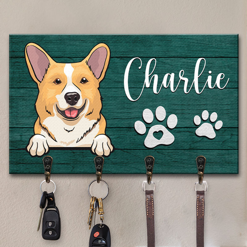 La vie est meilleure avec des bébés à fourrure ! Porte-clés rectangulaire personnalisé en forme de chien, décoration d'intérieur personnalisée, cadeau de pendaison de crémaillère pour propriétaires et amoureux des animaux.