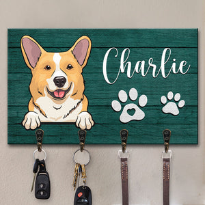 La vie est meilleure avec des bébés à fourrure ! Porte-clés rectangulaire personnalisé en forme de chien, décoration d'intérieur personnalisée, cadeau de pendaison de crémaillère pour propriétaires et amoureux des animaux.