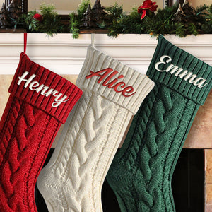 Le monde entier est heureux quand le Père Noël arrive - Chaussette de Noël personnalisée en tricot pour toute la famille - Cadeau de Noël pour les membres de la famille