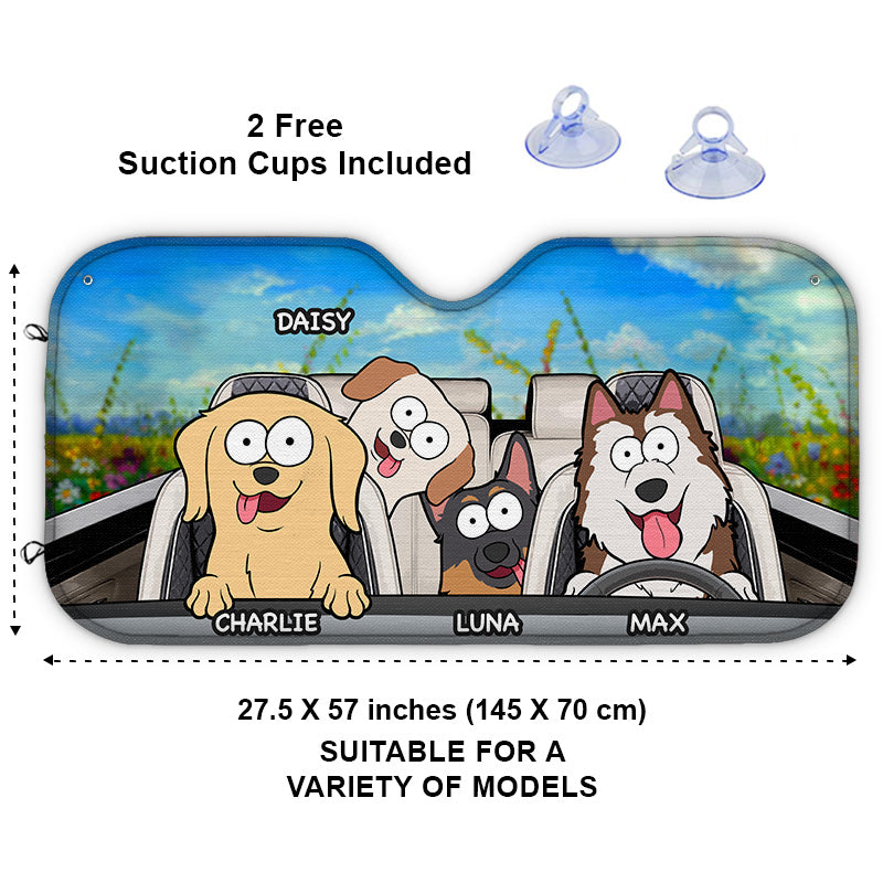 Sortie en famille - Pare-soleil personnalisé pour pare-brise de voiture, protection de vitre de voiture - Cadeau pour propriétaires et amoureux des animaux