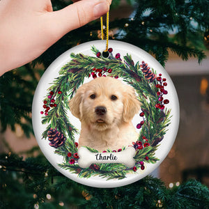 Décoration de Noël personnalisée pour bébé en fourrure avec photo - Décoration ronde en céramique pour chien et chat - Cadeau de Noël pour les propriétaires et les amoureux des animaux