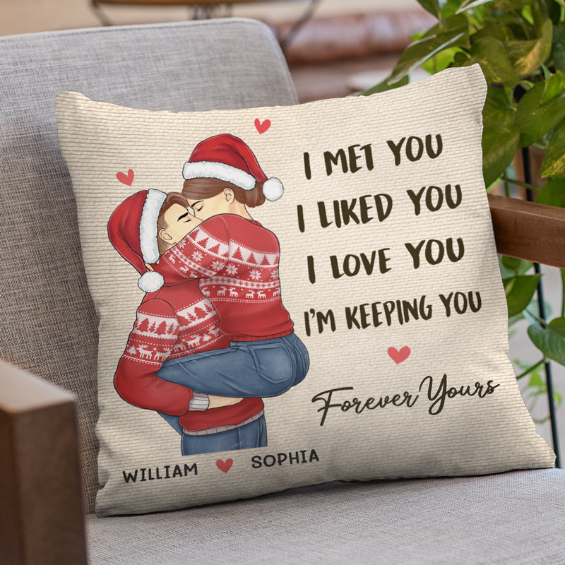 Je t'ai rencontré, je t'ai aimé pour toujours - Oreiller personnalisé pour couple - Cadeau de Noël pour mari et femme, anniversaire