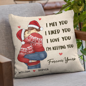 Je t'ai rencontré, je t'ai aimé pour toujours - Oreiller personnalisé pour couple - Cadeau de Noël pour mari et femme, anniversaire
