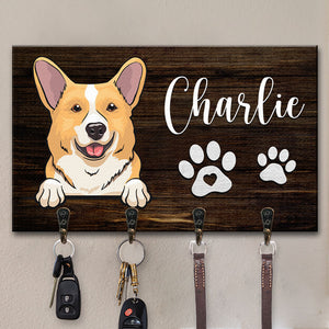 La vie est meilleure avec des bébés à fourrure ! Porte-clés rectangulaire personnalisé en forme de chien, décoration d'intérieur personnalisée, cadeau de pendaison de crémaillère pour propriétaires et amoureux des animaux.