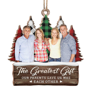 Siblings Custom Photo Warm Winter Wishes - Family Personalized Custom Ornament - Wood Custom Shaped - Christmas Gift For Siblings, Brothers, Sisters, Cousins, Friends